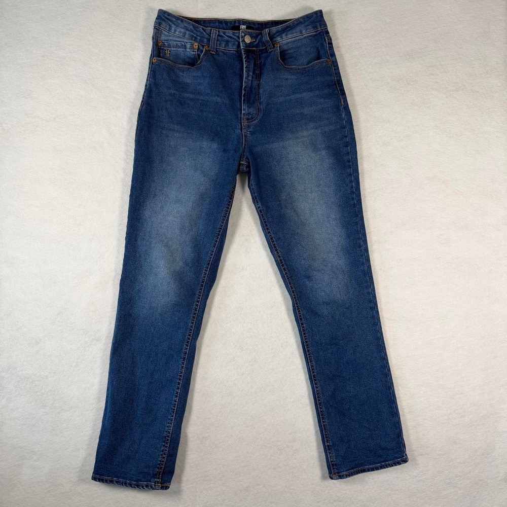 Frye Womens Cuffed Crop Jeans Blue Denim High Rise Size 6 28 QS23020DL